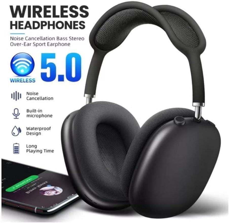 Wireless 5.0 Black Sport Headphones with Noise Cancellation