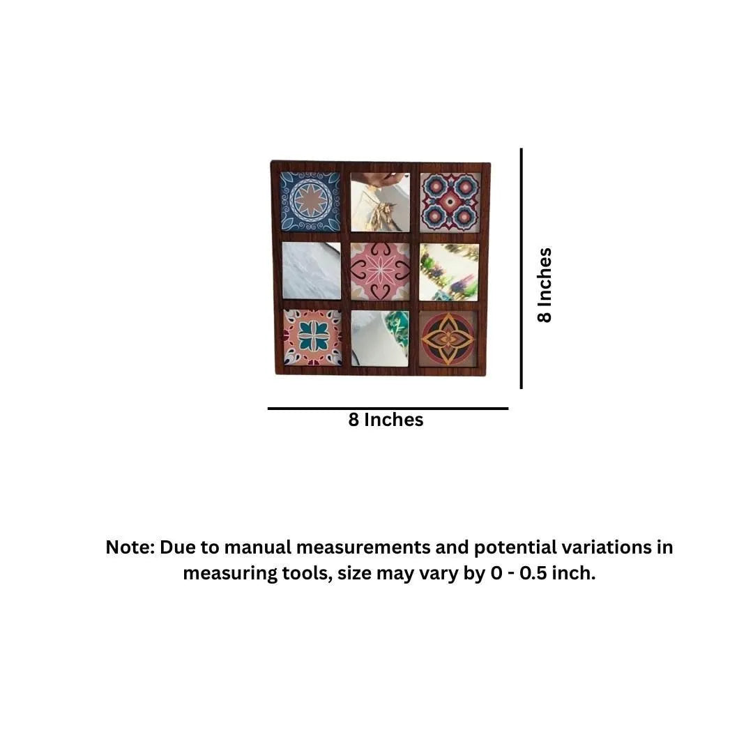 Modern Abstract Wall Art Set 8x8 Brown MDF Mirrors
