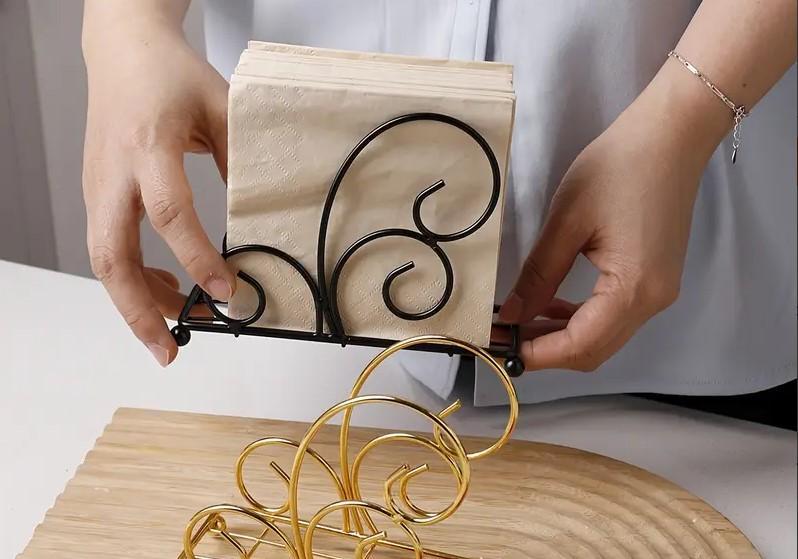 Golden Swirl Tissue Holder for Home Decor